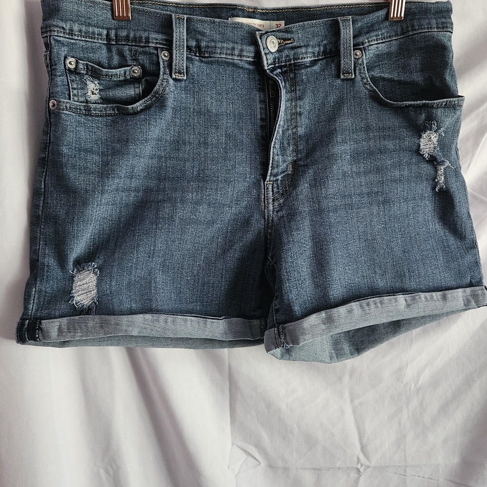 Levi's Blue Distressed Jean Shorts